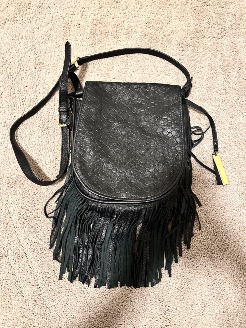 Vince Camuto Black Fringed Shoulder Bag
